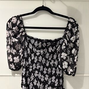 Dynamite Black and White Floral Blouse